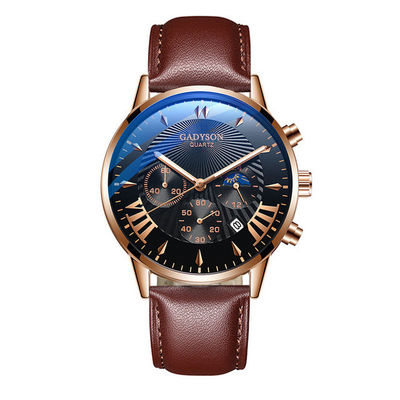 Factory Customized Alloy Band Fake Three Eye Calendar Big Dial Men Watch