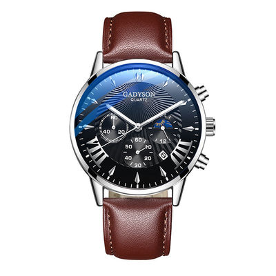 Factory Customized Alloy Band Fake Three Eye Calendar Big Dial Men Watch