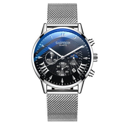 Factory Customized Alloy Band Fake Three Eye Calendar Big Dial Men Watch