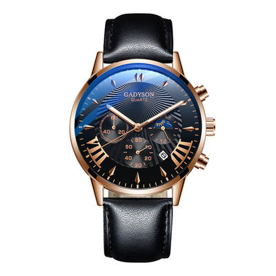 Factory Customized Alloy Band Fake Three Eye Calendar Big Dial Men Watch