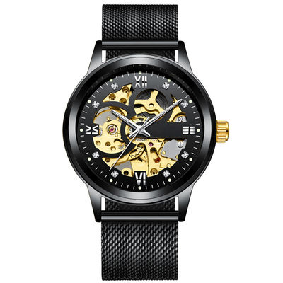 Transparent Diamond Mechanical Watch  Light Luxury Business Alloy Man Watches