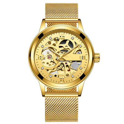 Transparent Diamond Mechanical Watch  Light Luxury Business Alloy Man Watches