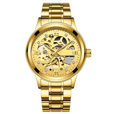 Transparent Diamond Mechanical Watch  Light Luxury Business Alloy Man Watches