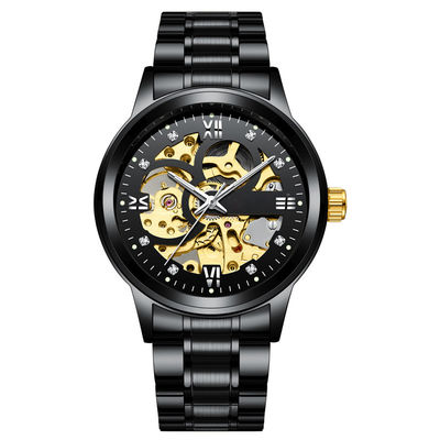 Transparent Diamond Mechanical Watch  Light Luxury Business Alloy Man Watches
