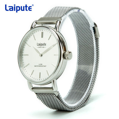OEM Stainless Steel Mesh Bracelet Watch , Mens Stainless Steel Watch White Face