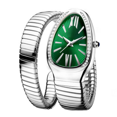 Serpentine Female Chain Wrist Watches , ODM Quartz Movt Genuine Diamond Watch