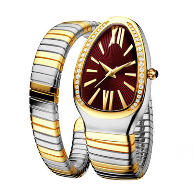 Serpentine Female Chain Wrist Watches , ODM Quartz Movt Genuine Diamond Watch