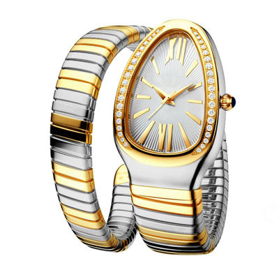 Serpentine Female Chain Wrist Watches , ODM Quartz Movt Genuine Diamond Watch