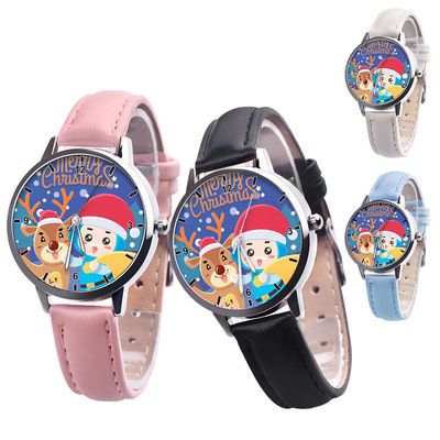 25g Children'S Analog Watch , 38mm Dial Leather Band Quartz Watch