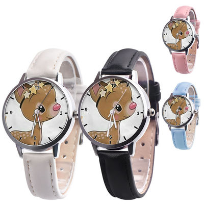 25g Children'S Analog Watch , 38mm Dial Leather Band Quartz Watch
