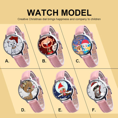 25g Children'S Analog Watch , 38mm Dial Leather Band Quartz Watch