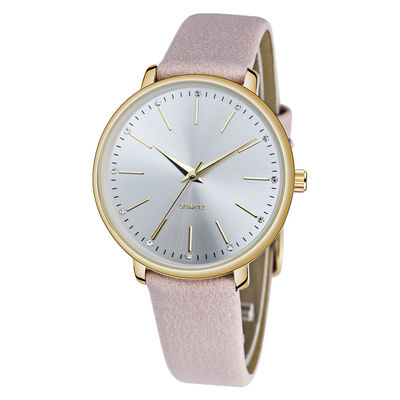 PU leather Quartz Battery Wristwatches OEM Available 36mm Diameter