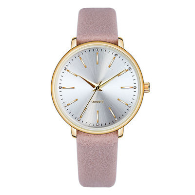 PU leather Quartz Battery Wristwatches OEM Available 36mm Diameter