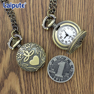 Exquisite Embossed Vintage Pocket Watch Clock With 27mm Dial Coin Sized