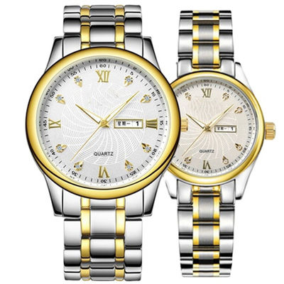 5ATM Waterproof Couple Quartz Watch , Sandproof Diamond Couple Watches