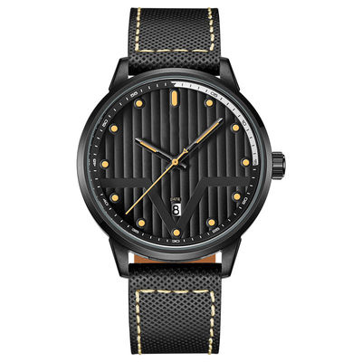 Leather Black Metal Wrist Watch Sword Shaped 3hands SUS316L Material