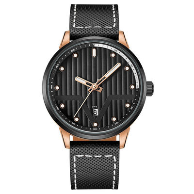 Leather Black Metal Wrist Watch Sword Shaped 3hands SUS316L Material