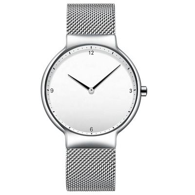 Black Dial Black Stainless Steel Strap Watch , Stainless Steel Back Quartz Watch