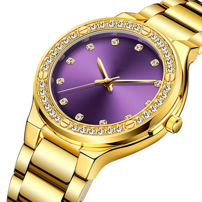 ROHS Genuine Diamond Quartz Watch , Hardlex Diamond Bracelet Watch For Ladies