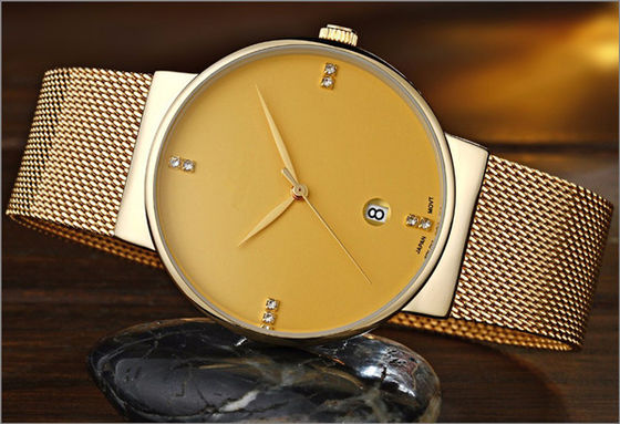 316L Steel Back Cover Quartz Watches Stainless , Gold Tone Stainless Steel Watch