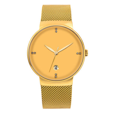 316L Steel Back Cover Quartz Watches Stainless , Gold Tone Stainless Steel Watch