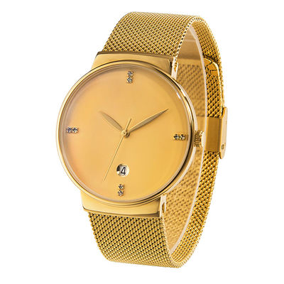 316L Steel Back Cover Quartz Watches Stainless , Gold Tone Stainless Steel Watch