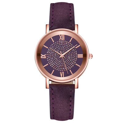 3BAR Waterproof Women Quartz Wrist Watch , 230mm Leather Band Quartz Watch