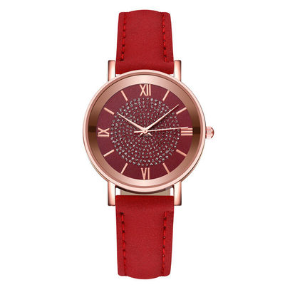 3BAR Waterproof Women Quartz Wrist Watch , 230mm Leather Band Quartz Watch