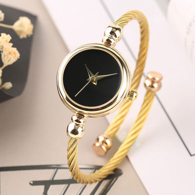 Nonwaterproof Quartz Watch Women'S Gold Bracelet Watch 4mm Band Width