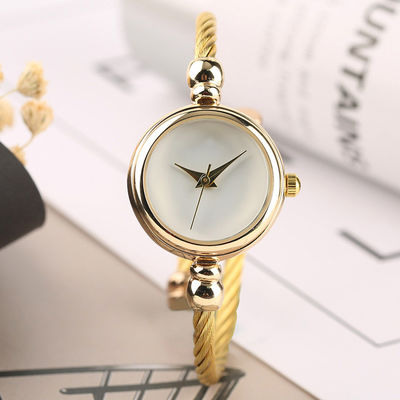 Nonwaterproof Quartz Watch Women'S Gold Bracelet Watch 4mm Band Width