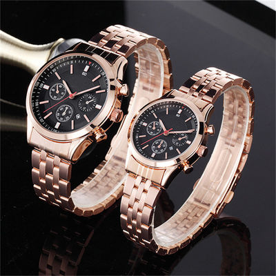 Antiscratch Couple Quartz Watch Hardened Glazed 3eye Sixneedle