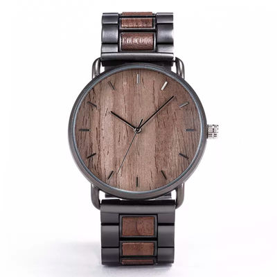 Wooden Band Quartz Battery Wristwatches Harlex Mirror Material 113g