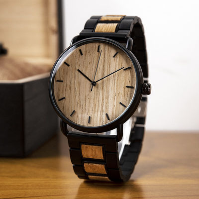 Wooden Band Quartz Battery Wristwatches Harlex Mirror Material 113g