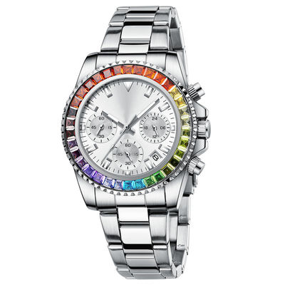 SUS304 Quartz Battery Wristwatches , Sweatproof Ladies Watches With Diamonds