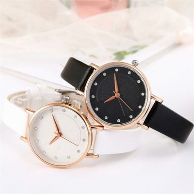 Simple Genuine Diamond Quartz Watch Antiscratch With 12mm Width Strap