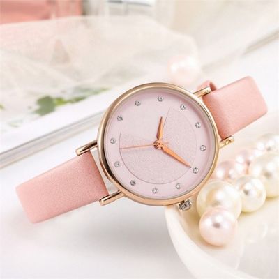 Simple Genuine Diamond Quartz Watch Antiscratch With 12mm Width Strap