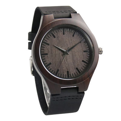 Hardlex mirror Mens Wooden Watches Engraved black sandalwood