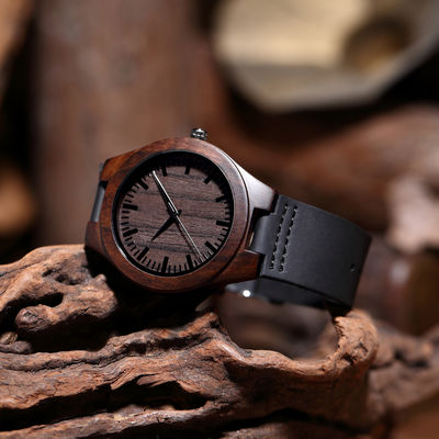 Hardlex mirror Mens Wooden Watches Engraved black sandalwood