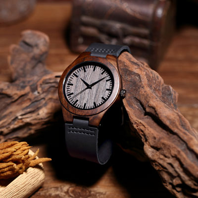 Hardlex mirror Mens Wooden Watches Engraved black sandalwood