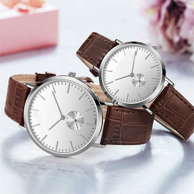 Leather Couple Quartz Watch Rectangular Analog Dial Wearproof