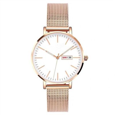 Rose Gold Women Quartz Wrist Watch 3BAR Waterresistant 3Needles