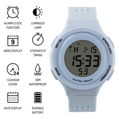 Colorful LCD Digital Hand Watch With Original Silicone Rubber Strap