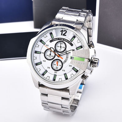 Quartz Movement Large Dial Mens Wrist Watches Stainless Steel Case