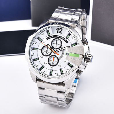 Quartz Movement Large Dial Mens Wrist Watches Stainless Steel Case