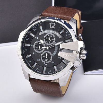 Quartz Movement Large Dial Mens Wrist Watches Stainless Steel Case