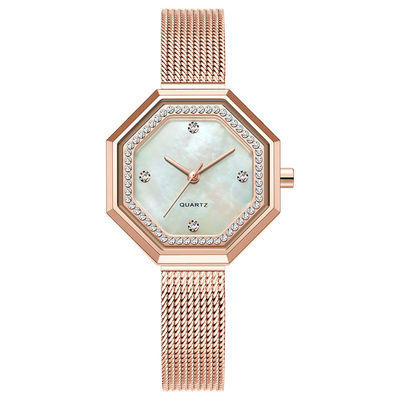 Exquisite Diamond Female Watch Japanese Movement Waterproof Steel Mesh Belt