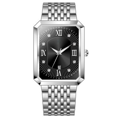 Stainless Steel Luxury Military Quartz Watch Square Metal Watches For Men