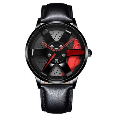 Racing Wheel Design Hollow Disc Watch Men's Alloy Strap Quartz Watch