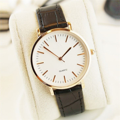 Classic Diamond Quartz Leather Band Watches For Couple Designer