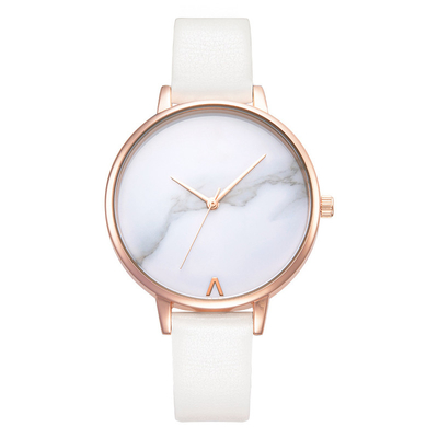 Marbled Unscaled Women Leather Watch 30m Waterproof 182mm Strap